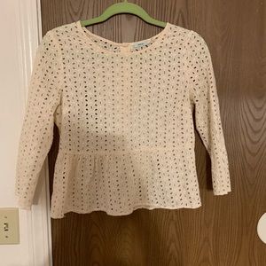 Eyelet pastel button up back blouse! Super cute